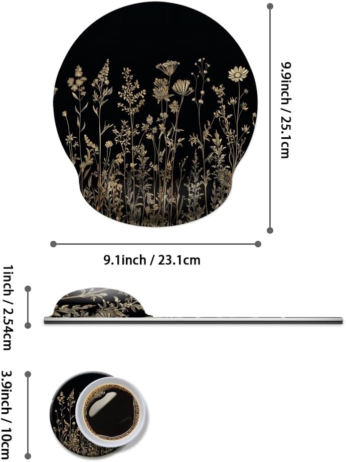 Mouse Pad with Wrist Support, Ergonomic Mouse Pad with Memory Foam Wrist Rest Cushion, Non-Slip Rubber Base Gaming Mice Pad for Home Office Computer Laptop,Wild Floral - Image 2