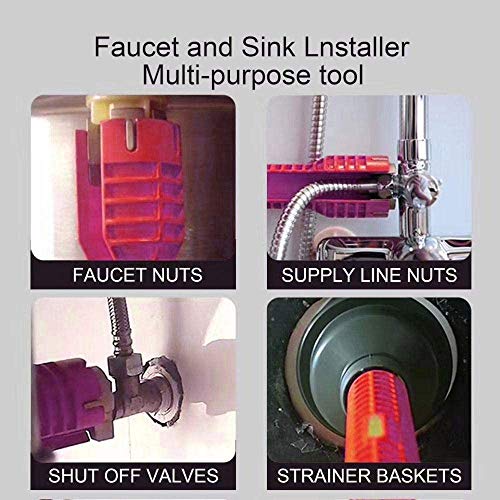 Faucet and Sink Installer,（8-in-1）Multi-purpose Wrench Plumbing Tool for Toilet Bowl/Sink/Bathroom/Kitchen Plumbing Repair Installation Hand Tools(red)