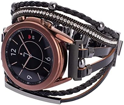 KONAFEI Compatible with Samsung Galaxy Watch 5&4 Band/Active 2 40mm 44mm/Watch 5 Pro 45mm/Galaxy Watch 4 Classic 42mm 46mm/Watch 3 41mm, 20mm Leather Boho Bracelet Jewelry Strap for Women