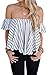 Relipop Women's Sexy Off Shoulder Tops Stripe Shirt Casual Blouse