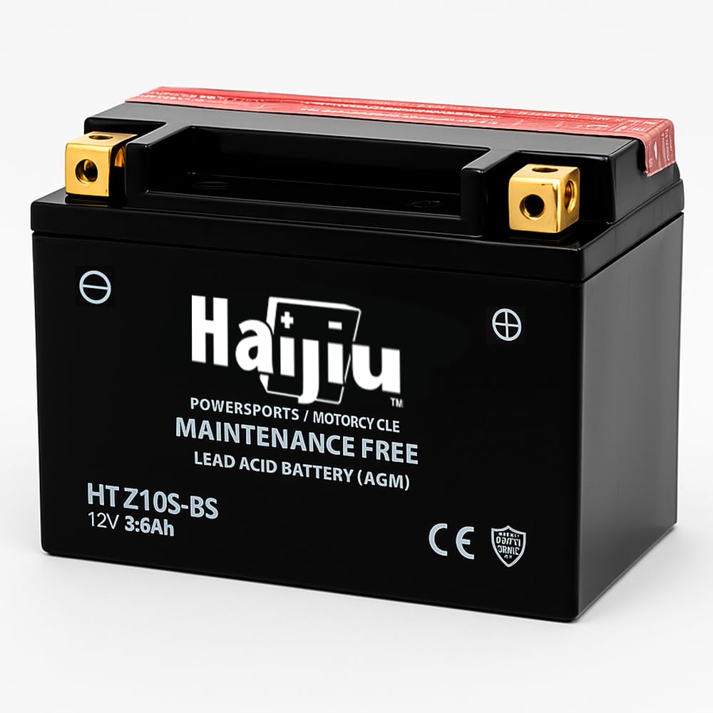 Haijiu HTZ10S-BS Batería de Arranque AGM para Moto y Scooter | 12V, 8.6 Ah, 190 CCA | Sin Mantenimiento, Antivibración
