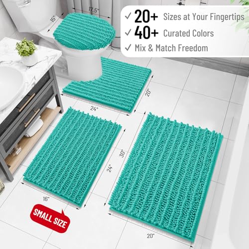 Image of Arotive Luxury Bathroom Ruuner Rugs 30x17, Extra Soft Thick Absorbent Shaggy Chenille Bath Rugs, Machine Wash Dry, Bath Mats for Bathroom Floor, Tub and Shower, Home Decor Accessories, Teal