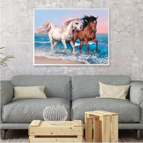 Image of Jasol Diamond Painting Kit, 40x30 Cms, Full Drill, 5D Crystals, Home Wall Decor Gift Set (Sea Horse J40058)