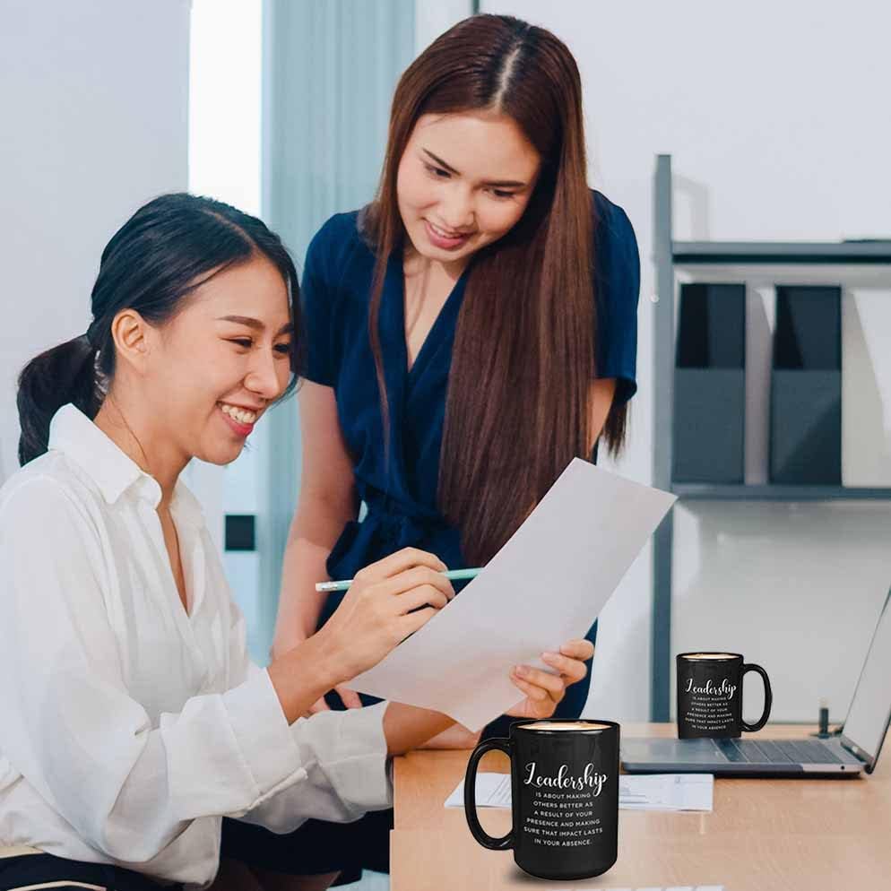 Bubble Hugs Leadership Set of 3 Coffee Mug 15oz Black Leadership Is About Inspirational Thank You Gift for Team Leader Boss Lady Mentor Director Asisstant Principal Administrator Coach - Image 7