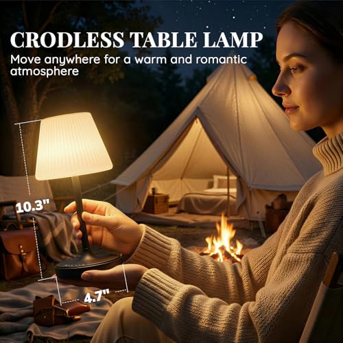 Image of Waterproof Shower Lamp, Cordless Rechargeable Table Lamp for Outdoor -Black