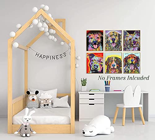 Watercolor Dog Canvas Wall Art Prints,Dean Russo Dog Canvas Art Wall Poster,Lovely Dog Poster Abstract Animal Labrador Retriever Words Art Print Pet Dog Posters,Wall Art Canvas For Living Room Funny & Cute Pet Painting Animal Artwork For Pet Lovers Kid Bedroom Pet Room Decor ,Gift.set Of 6(Unframed,8”X10”Inches） #TOP3