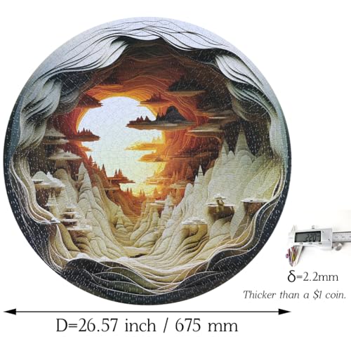 Bgraamiens BG24011 Puzzle-Dawn- 3D Visual Dawn Inside A Cave 1000 Pieces Round Puzzle For Adult,Unique Puzzle Autostereoscopy Puzzle Hard Challenge Puzzle thumb #5