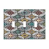 Boho Talavera - Placa de pared decorativa con diseño de azulejos mexicanos de 3 bandas, decoración del hogar