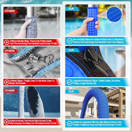 WLLEYAY 2 Pack Neoprene Pool Handrail Covers with Enhanced Zipper, 10 Foot by WLLEYAY - Image 3