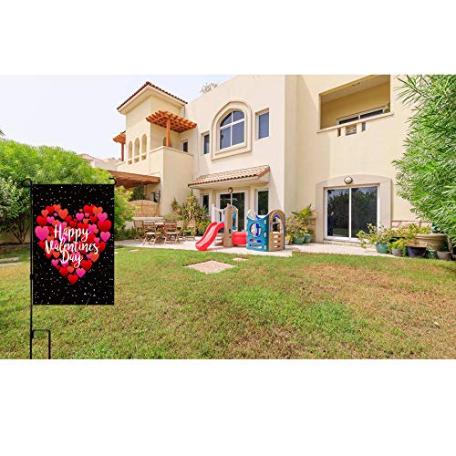 Akeydeco Valentine's Day Flag,12X18 Inch Valentine's Heart Garden Flag Double Sided Printing 2 Layer Burlap Valentine Flags For Your Valentine's Day Decoration #TOP3
