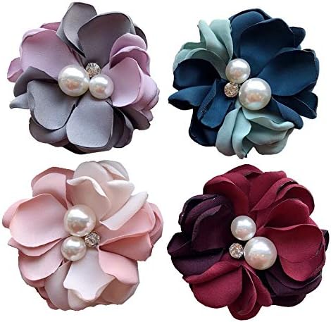 Miniatura 4 de Broche de seguridad con perlas de margarita rosa para mujer, tocados de horquilla de flores rosas, broches para chal, broches para cuello y chal,