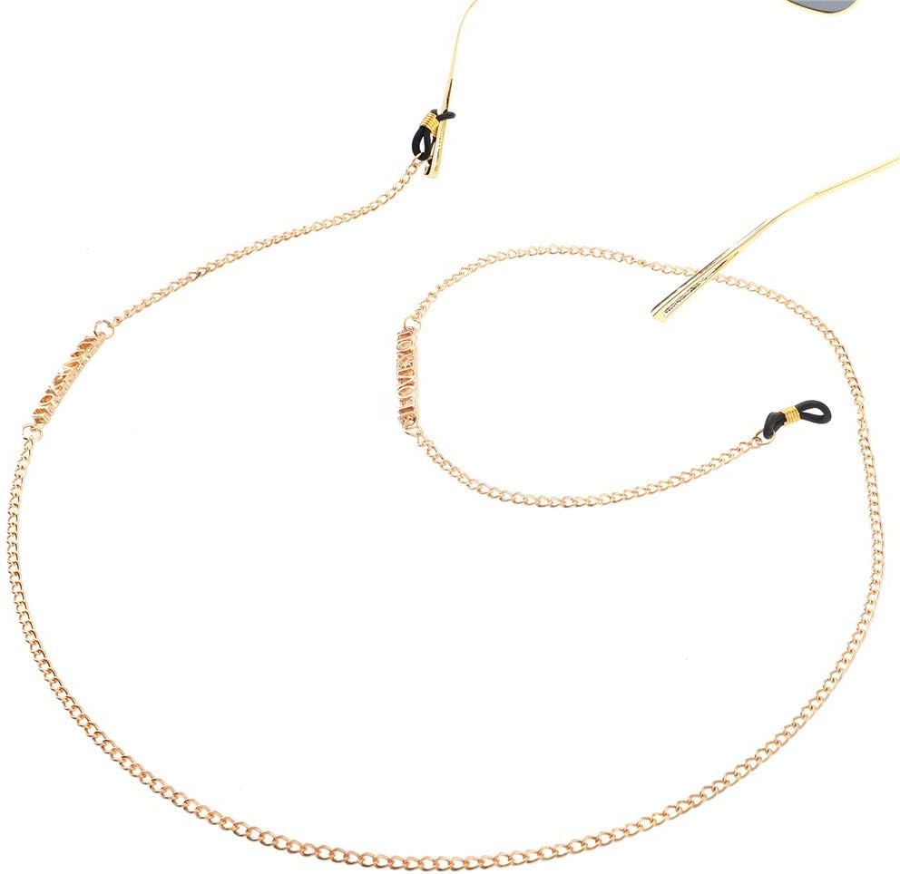 女性用のエレガントなメガネチェーン メタルメガネチェーンゴールドレターペンダントメガネチェーンサングラスアクセサリー 眼鏡＆サングラ