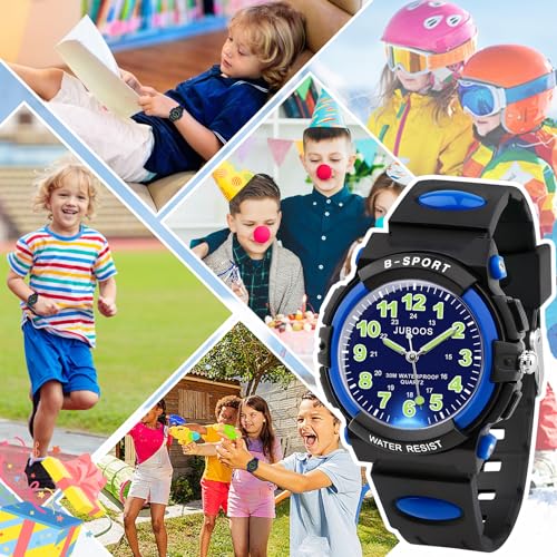 Image of Juboos Kids Watch Analog for Boys Girls, Childrens Waterproof Soft Strap Kids Time Teaching Quartz Wristwatch for Ages 5-15
