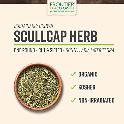 Frontier Co-Op Organic Scullcap Herb Cut & Sifted Certified Organic Herbal Supplement 1Lb #TOP1