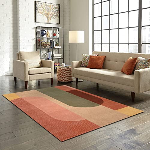 Tapis doux et confortable style boho géométrique rose orange - 4