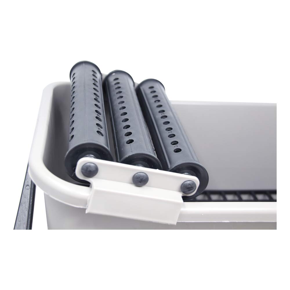 Bellota 58003 - Bac de nettoyage professionnel pour travaux de carrelage - Seau avec roues et 3 rouleaux égoutteurs