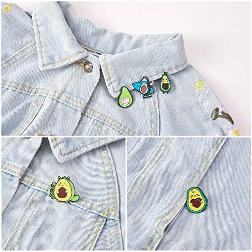 Image of Ornaland 5 Pcs Avocado Enamel Pins Cute Fruit Plant Brooch Cartoon Surfing Avocado Lapel Pins Alloy Enamel Brooches Badges Jewelry for Backpacks Clothes Jackets Hats