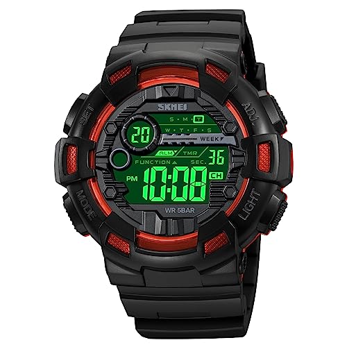 Image of FANMIS Mens Digital LED Sports Watch Military Multifunction Dual Time Alarm Countdown Stopwatch 12H /24H Time Backlight 164FT 50M Waterproof Calendar Month Day Date Watch