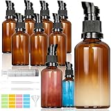 Rliocvhe10 Stück 50 ml Leer Glasflaschen Braun, Bernsteinfarbene Glas Lotion Flaschen, Lotionspender Braunglas Flasche mit pumpe für Aromatherapie, ätherische Öle, Creme, Kosmetik