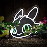 KAQRI Dragon Neon Sign, LED Light for Wall Decor, Bedroom Home Decorations, Birthday Gift, 13' x 12.4', Dimmable USB Powered, White Green