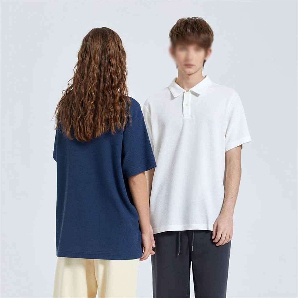 Men's Lapel Short Sleeved Non Deformable Loose Short Sleeved Men's T-Shirt