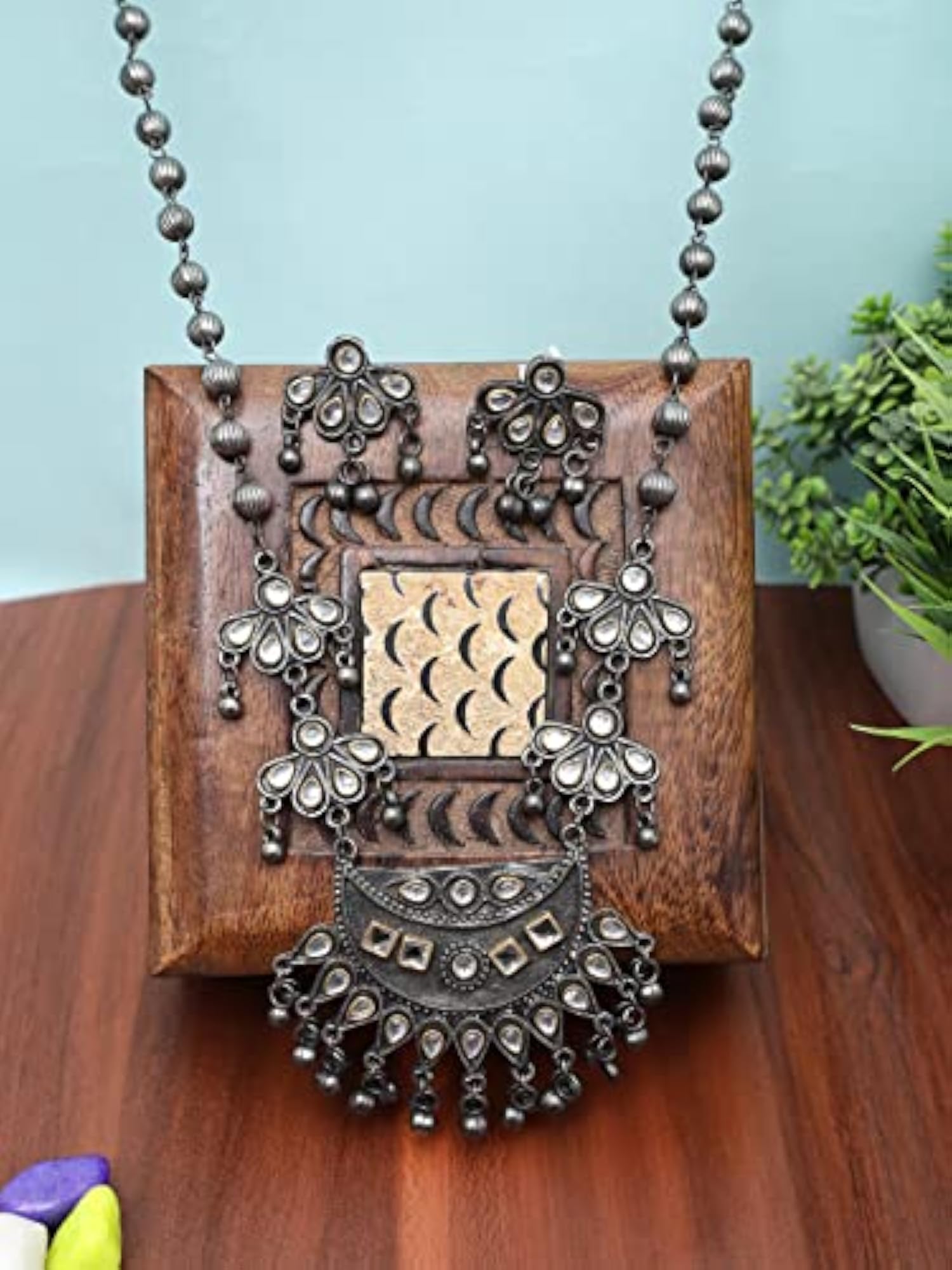 Oxidised Necklace Set with Earrings (Style 3)