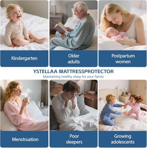 Image of 100% Waterproof Mattress Protector Cotton Quilted Bed Protector Queen Size Breathable Noiseless Ultra Soft | Elastic Fitted Mattress Cover | Bed Cover (Grey, Queen Size - 5x6 ft (60x72)