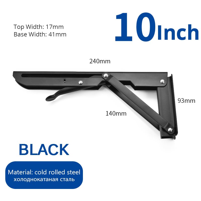 wspornik półki, 2 szt. 8-20-calowy trójkątny uchwyt ścienny ze stali nierdzewnej do(Black 10 Inch)