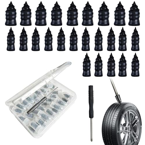 40 PCS Tire Repair Rubber Nails Kit with 2 Sizes, Screw in Tire Repair Plugs with Box and Screwdriver, Fast Self-Service Tire Repair Tools, Tire Screw Plug Repair Kit