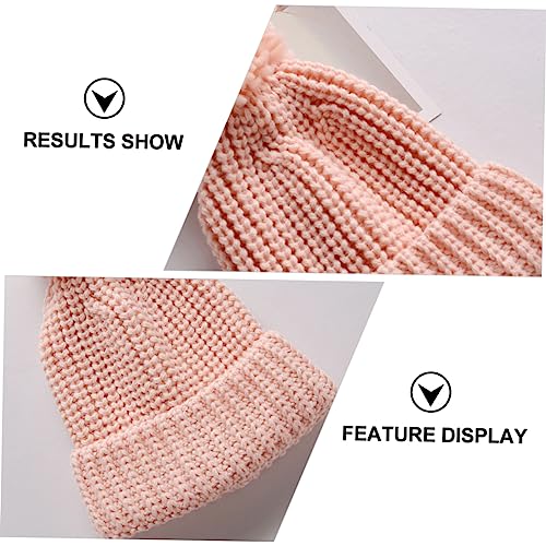 FRCOLOR Hand-Knitted Winter Hat for Boys Knitted Cap Warm Woolen Hat Boy Girl Windproof Casual Pink2