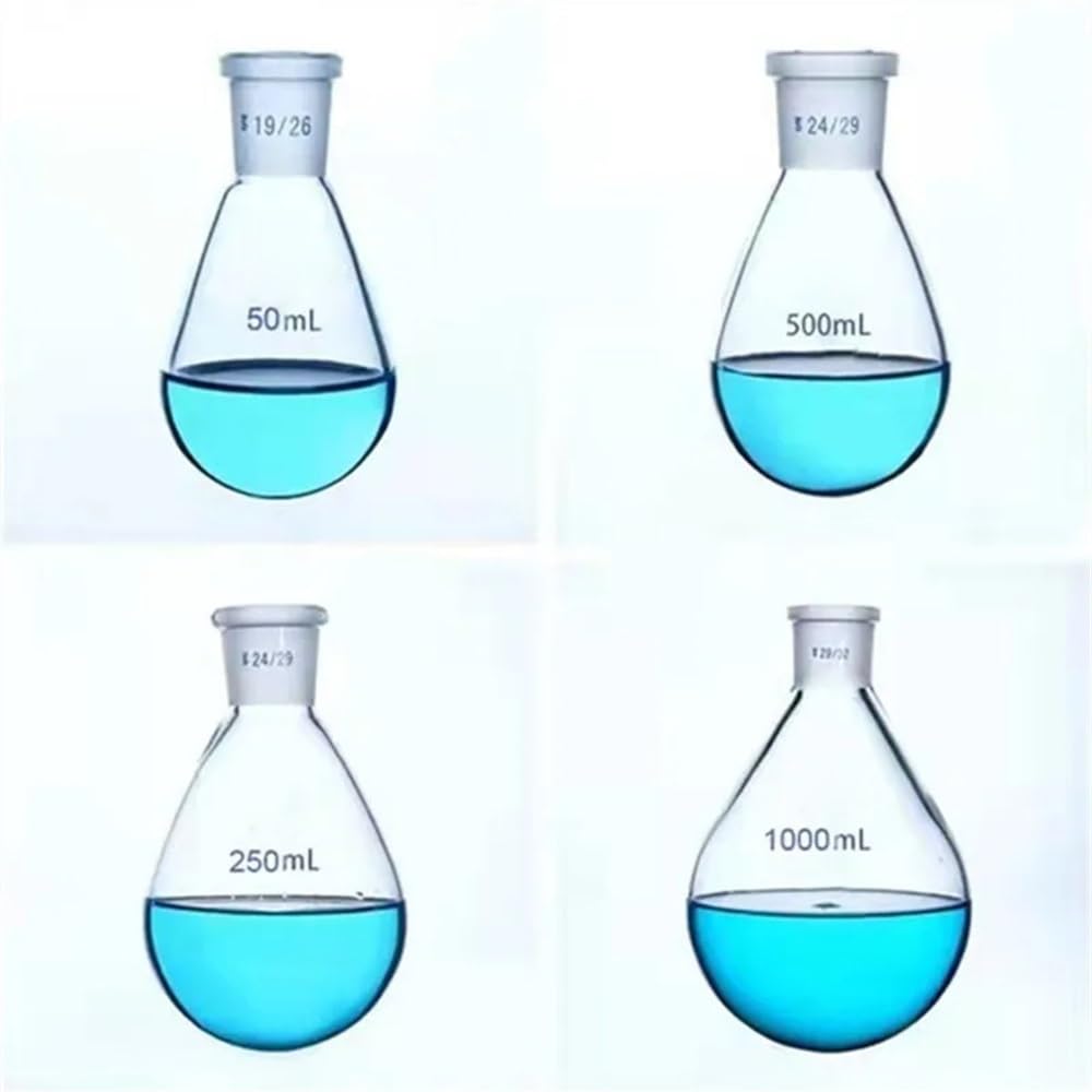 Cristalería de Laboratorio Matraz de vidrio de laboratorio de 50 ml a 2000 ml, n.° 19, n.° 24, n.° 29, boca esmerilada estándar, fondo ovalado.(2000ml celiber29)
