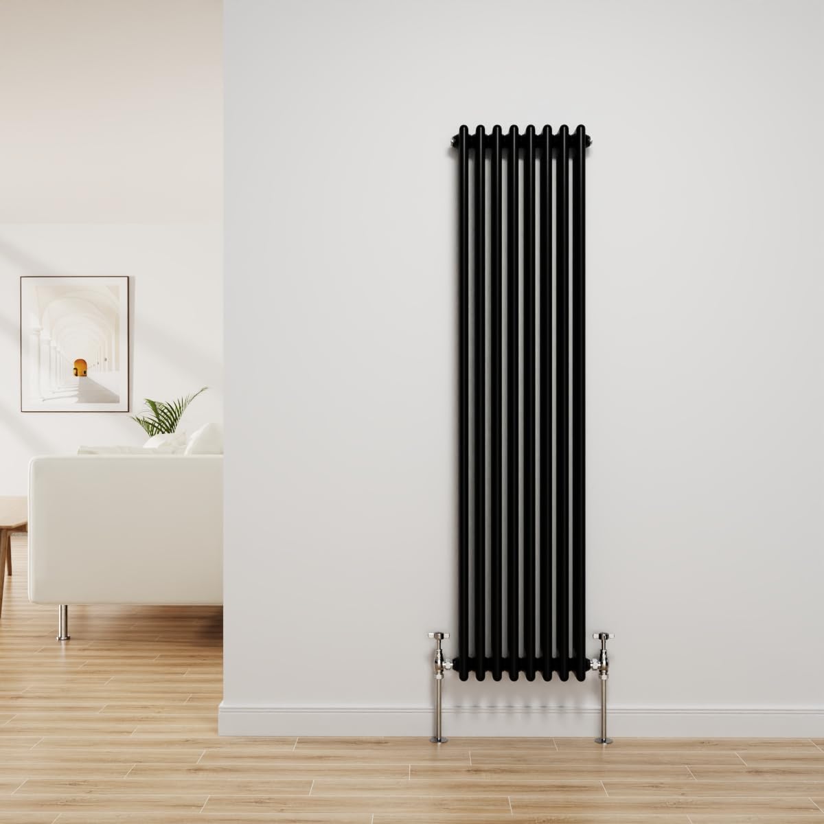 Nrg Black Traditional Radiator Cast Iron 3 Column Vertical 1500X382mm