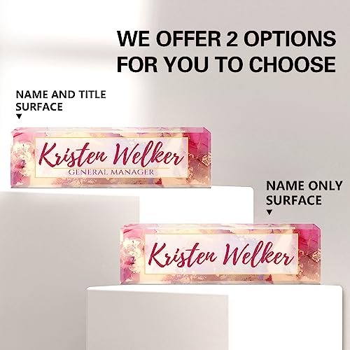 Image of Name Plate for Desk, Desk Name Plate Personalized, Office Decor for Women Men, Acrylic Desktop Accessories, Office Appreciation Gifts for Boss Social Workers Nurse Teacher Employee (Pink /Gold)