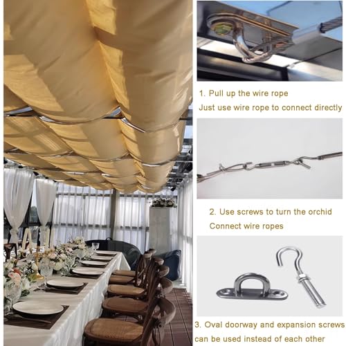 Voile d'ombrage rétractable en U pour pergola avec kit - 4