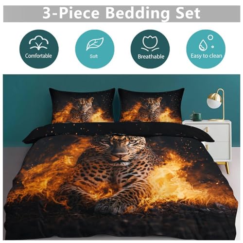 Housse de couette léopard facile à laver pour lit enfants et ados - 6