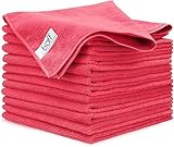 Buff Microfiber Cleaning Cloth | Red (12 Pack) | Size 16' x 16' | All Purpose Microfiber Towels - Clean, Dust, Polish, Scrub, Absorbent