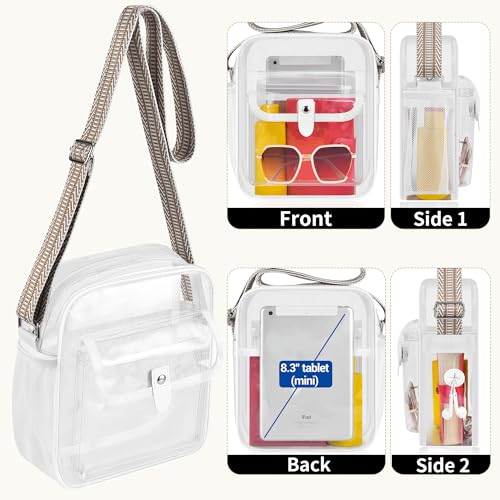 Image of SPODEARS Clear Crossbody Bag for Stadium, Concert, Festival & More - Adjustable Shoulder Strap & Bottle Holder