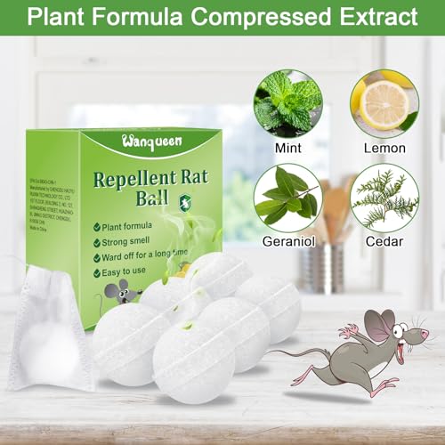 6 Pack Mouse Rodent Repellent Balls – Peppermint Oil to Repel Mice & Rats, Long Lasting 3 Months Protection, Safe for Pets & Kids – Natural Deterrent for Home, Garage, Car