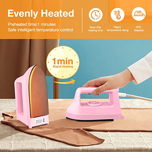 image for Hommtina Mini Iron for Clothes, Travel Iron Small Electric Heat Press 