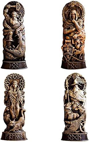 Norse God Resin Statue Scandinavian Pantheons Norse Gods Figurine Craft Viking Mythology,Home Wine Cabinet Shelt Bookcase Sculpture Orament,Unique Office Desk Desktop Table Arrangement Gift Home Decor