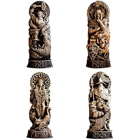 Norse God Resin Statue Scandinavian Pantheons Norse Gods Figurine Craft Viking Mythology,Home Wine Cabinet Shelt Bookcase Sculpture Orament,Unique Office Desk Desktop Table Arrangement Gift Home Decor Cover