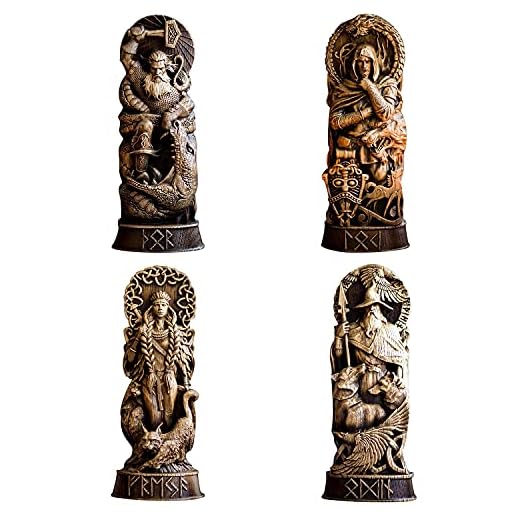 Norse God Resin Statue Scandinavian Pantheons Norse Gods Figurine Craft Viking Mythology,Home Wine Cabinet Shelt Bookcase Sculpture Orament,Unique Office Desk Desktop Table Arrangement Gift Home Decor