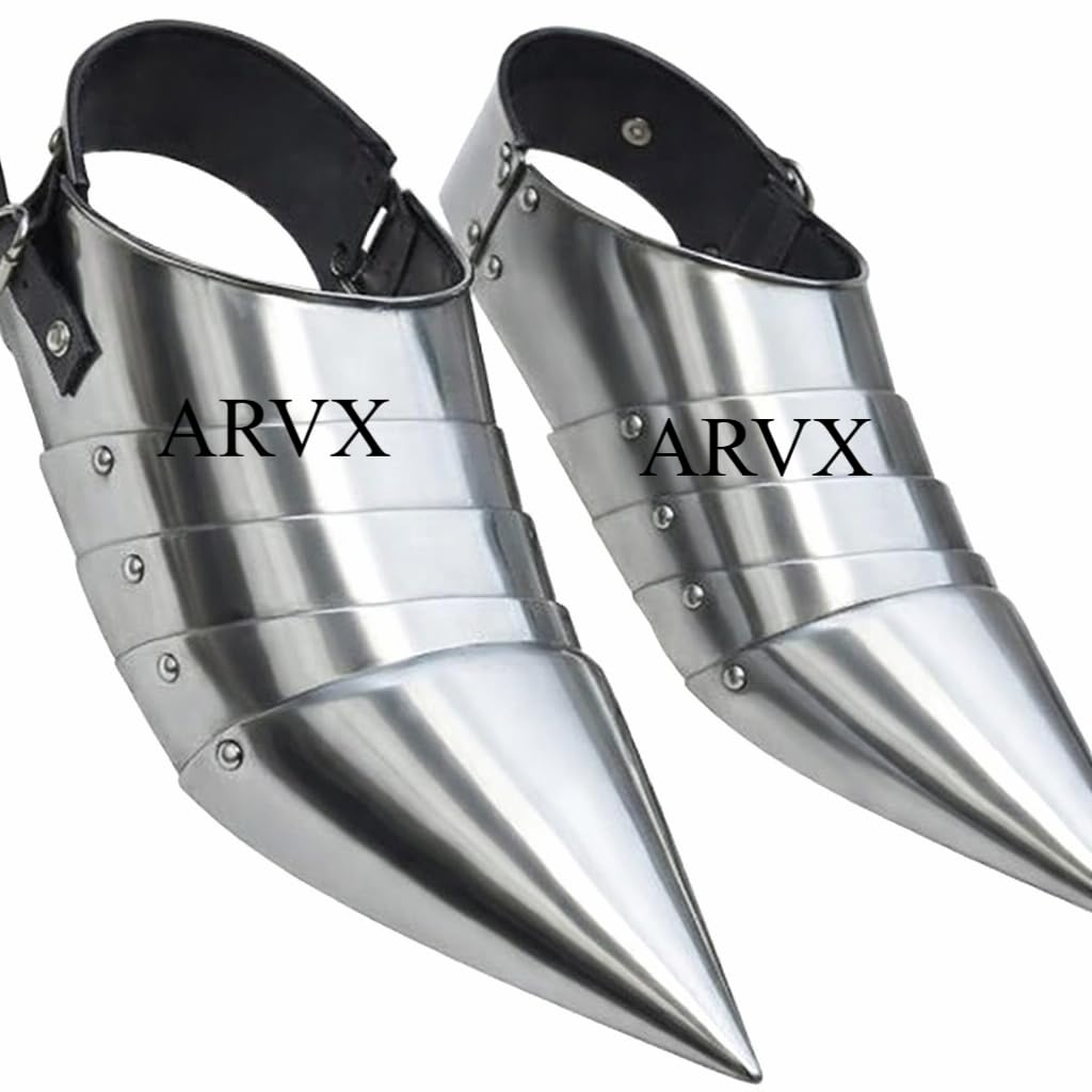 Medieval Steel Sabatons, Padded Foot Armour for LARP, Reenactment and Cosplay, Adult One Size