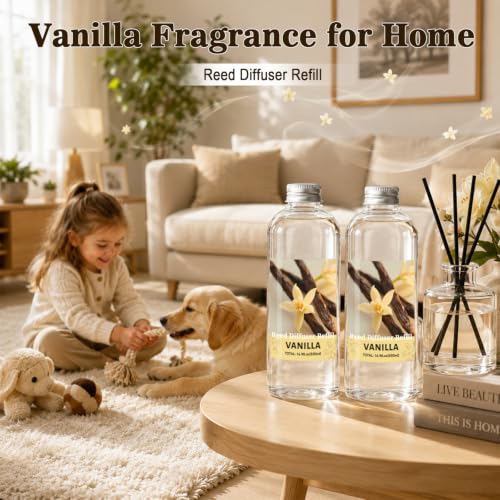 Image of STRN Vanilla Reed Diffuser Refill 1000ml with Stick Summer Scent for Home