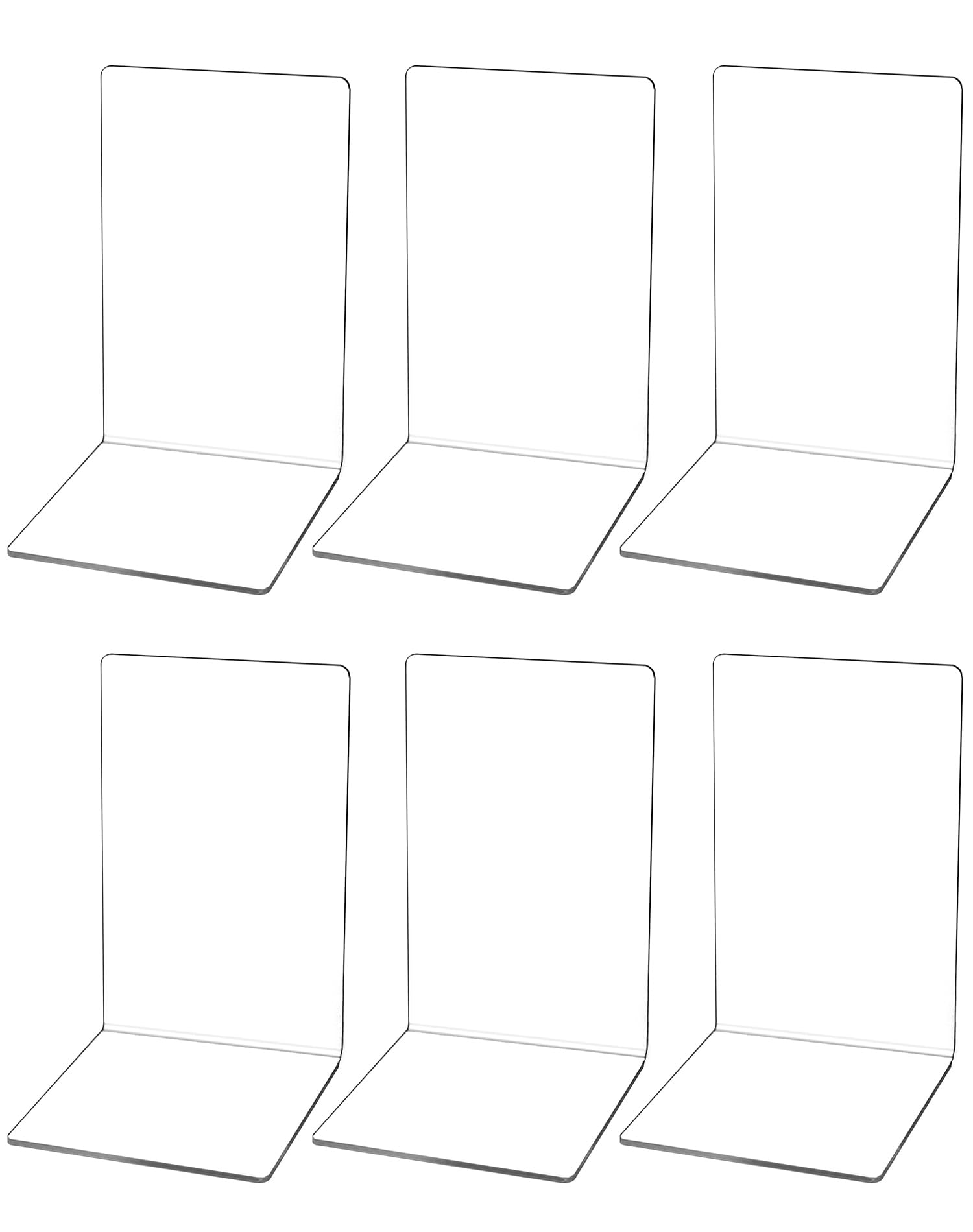QWORK 6 szt. Przezroczysty akryl Bookends Bookends Organizer do biblioteki biurowej Książki szkolne Półki na książki