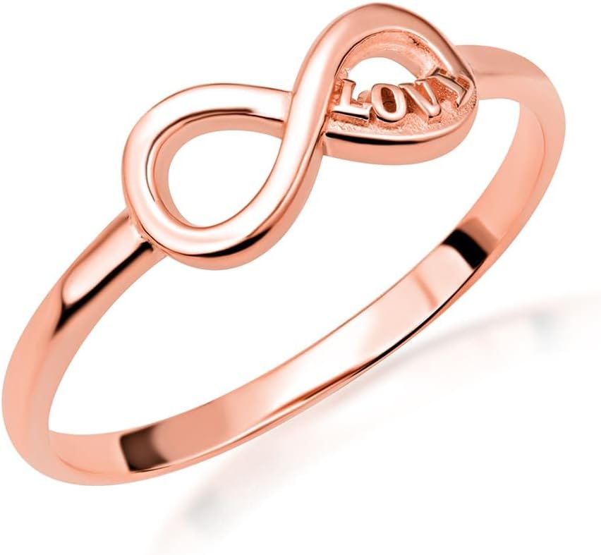 Claddagh Gold 10K &14K Infinity "Love" Script Ring Available In Yellow/Rose/White Gold Gold with Multiple Ring Size