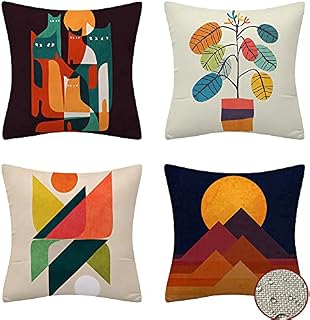 4 Pack Decorative Double-sided Yellow Daisy Cushion Covers Waterproof Vintage Flower Saying Pillow Cover Linen Outdoor Cushions Square Pillowcase for Garden Patio Bench Couch Sofa Wedding Decor