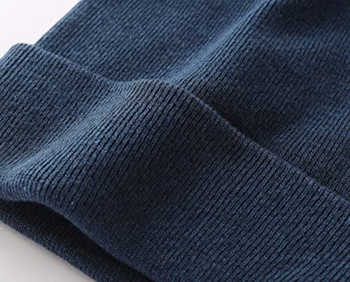 Home Prefer Baby Toddler Boys Winter Hat Cotton Cuff Beanie Warm Skull Cap Knit Beanie Navy Blue Small #TOP2