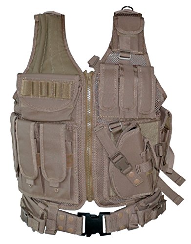 Sniper Cross Draw Tactical Vest Tan, 600D Polyster Oxford