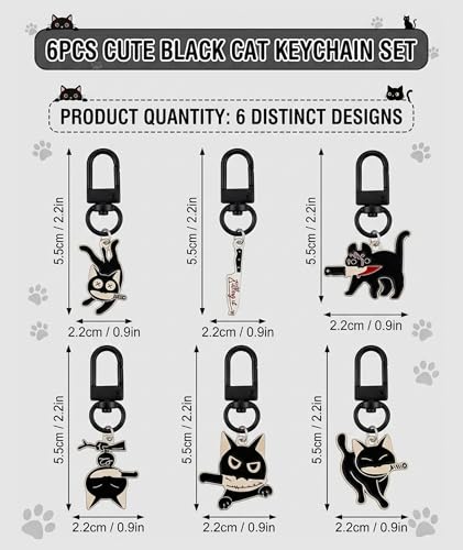 Image of 6 PCS Aesthetic Keychain, Cute Butterfly Bag Charms for Girls, Alloy Metal Key Chain Set with Six Pieces